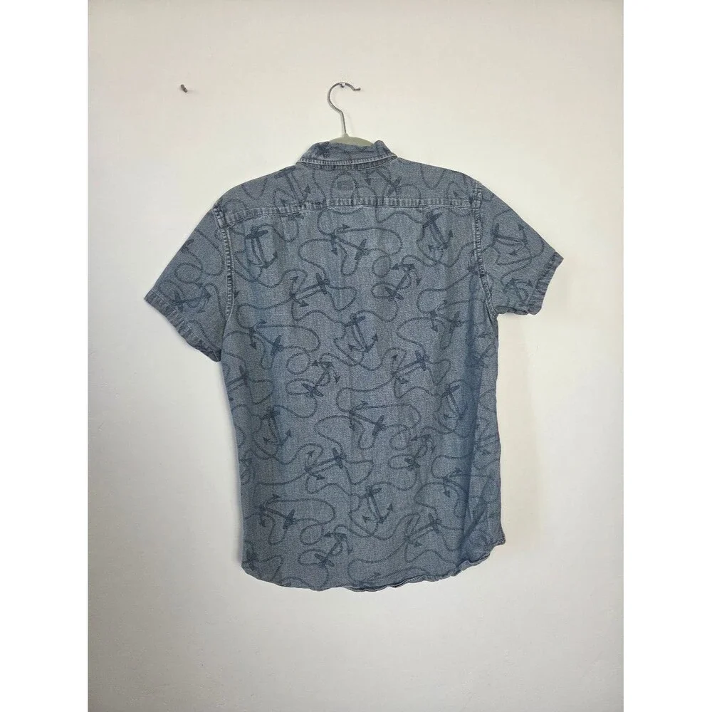 J.Crew Denim Chambray Button Front Shirt Nautical Coastal Preppy Yacht Men's M